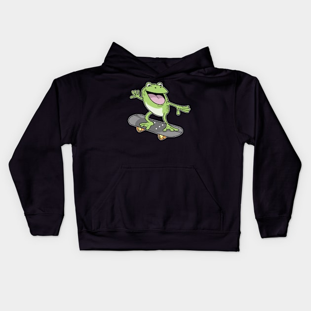 Cottagecore Aesthetic Frog Skateboard Fairycore Kids Hoodie by ModernMode